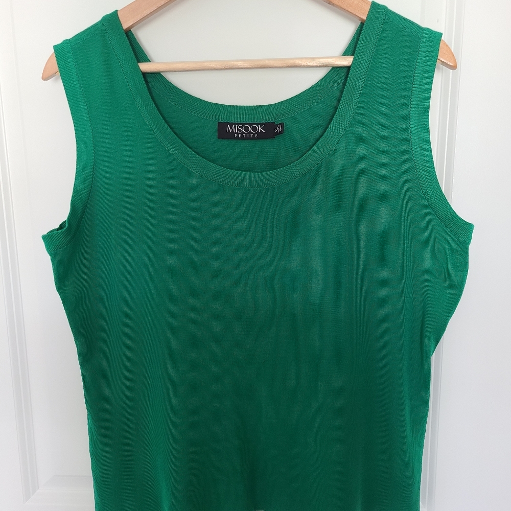 Misook Green Ribbed Tank Top - Picture 3 of 7